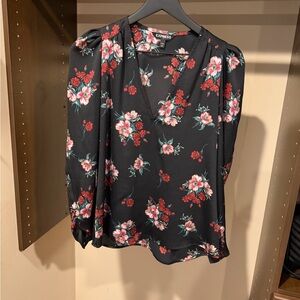 Express Black and Red Floral Blouse